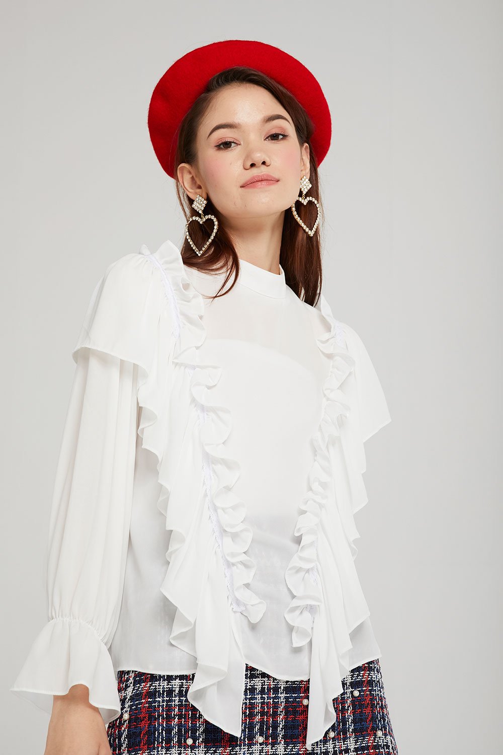 Faith Cascade Ruffle Blouse