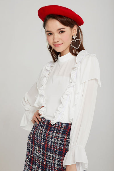 Faith Cascade Ruffle Blouse