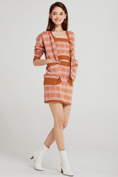 storets.com Sophia Grid Check Knit 3-Piece Set