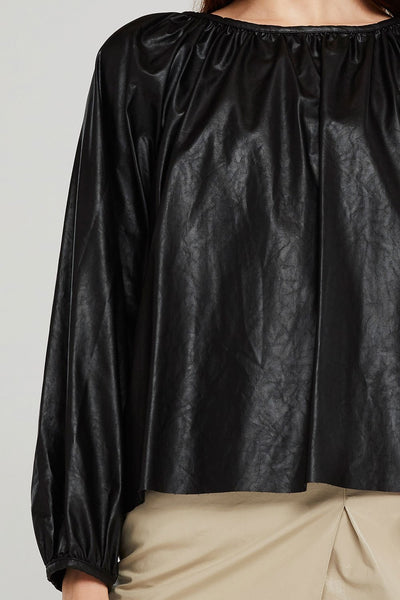 Taylor Pleated Volume Pleather Blouse