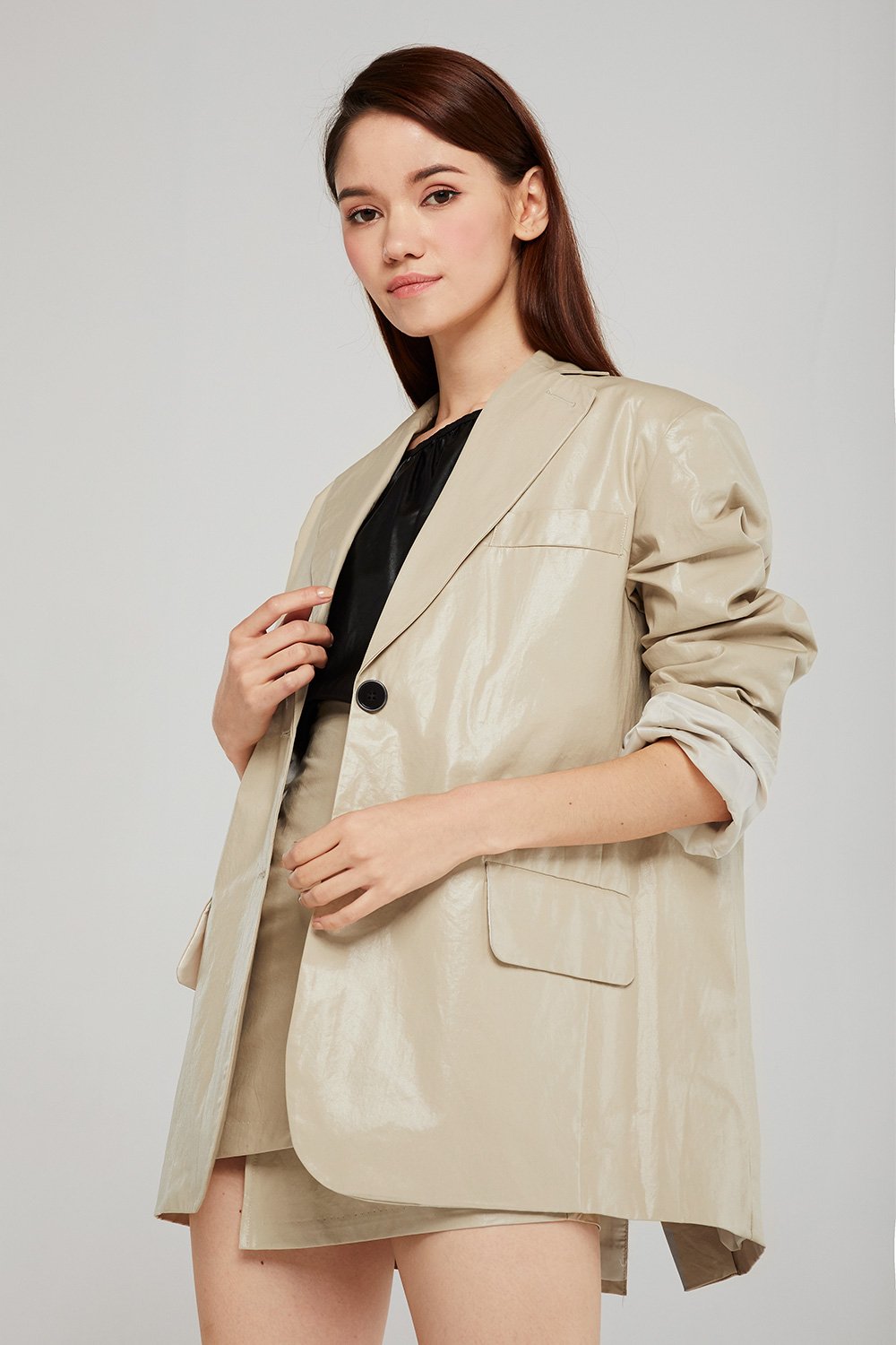 Sadie Shine Coated Oversized Jacket