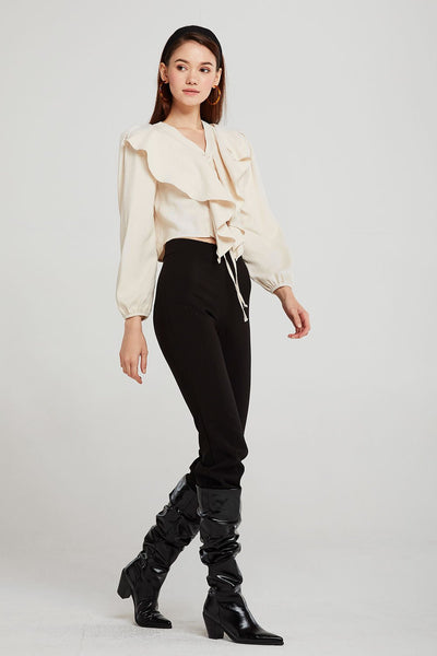 Hannah Eyelet Lace-Up Ruffle Blouse