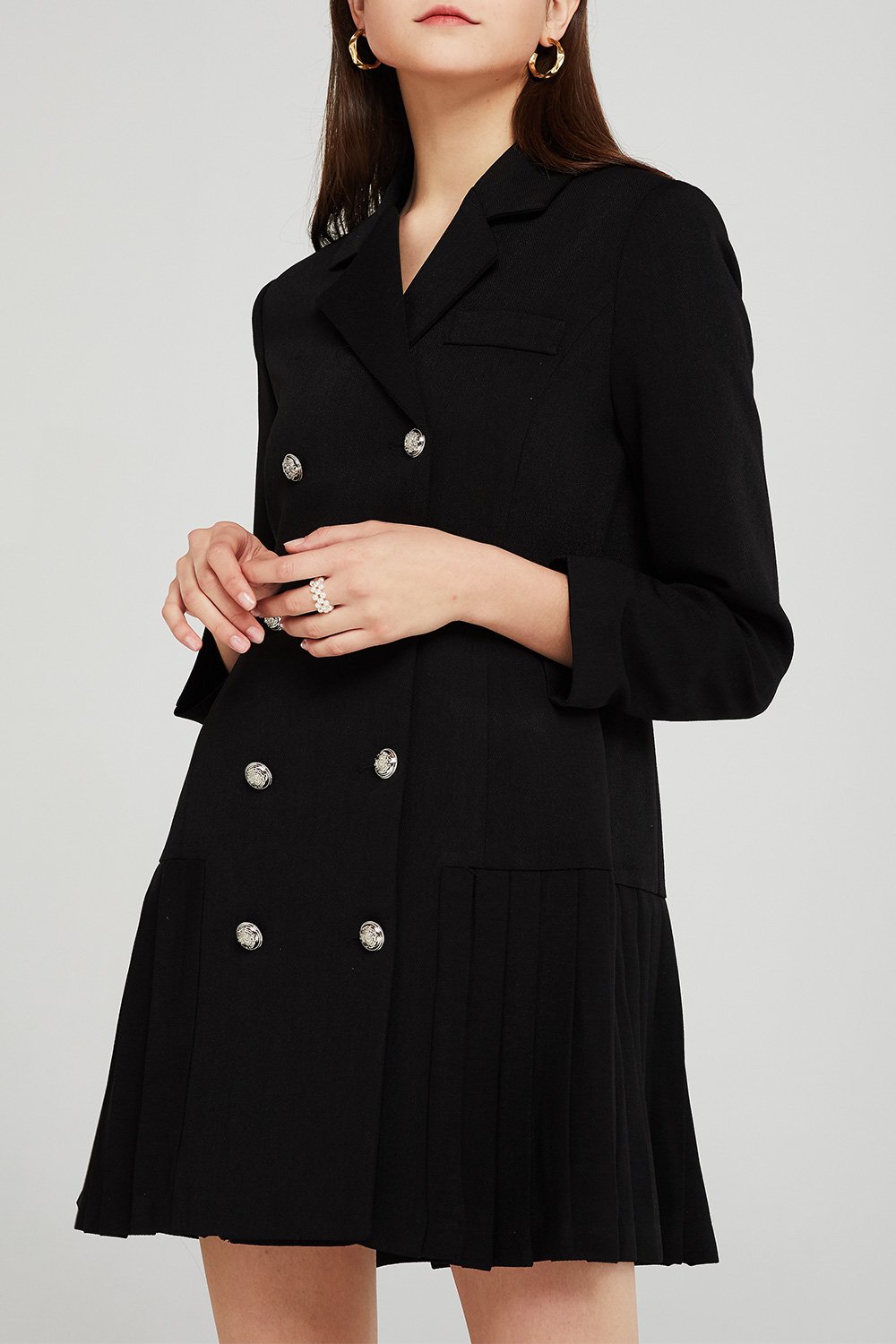 Alexa Pleated Hem Blazer Dress w/Belt