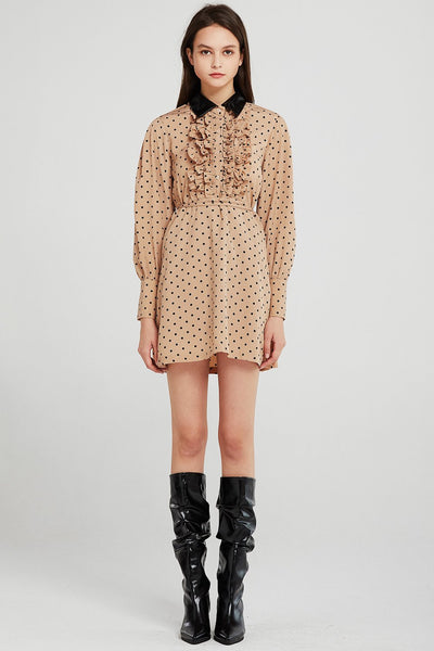 Allen Dotted Pleather Collar Dress