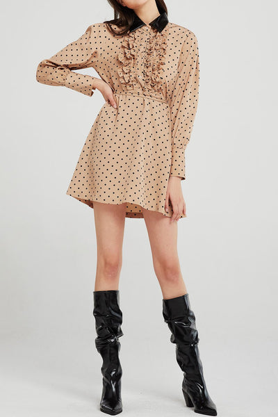 Allen Dotted Pleather Collar Dress