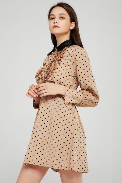 Allen Dotted Pleather Collar Dress