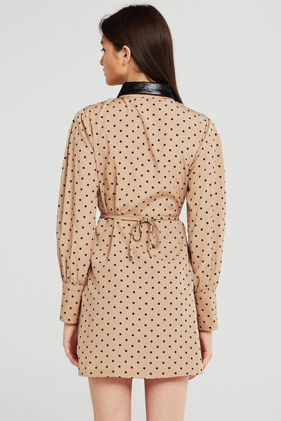 Allen Dotted Pleather Collar Dress