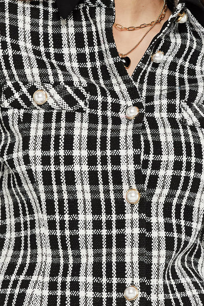 Jane Contrast Collar Plaid Jacket