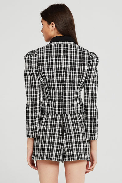 Jane Contrast Collar Plaid Jacket