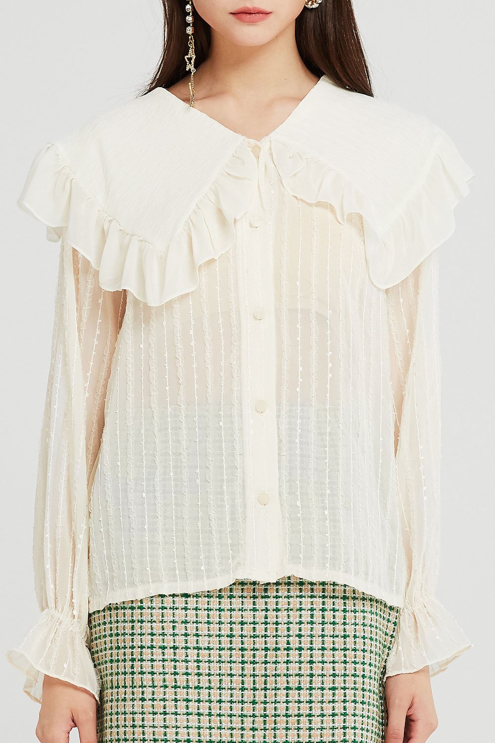 Claire Ruffled Puritan Collar Blouse