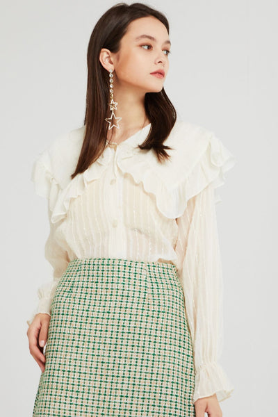 Claire Ruffled Puritan Collar Blouse