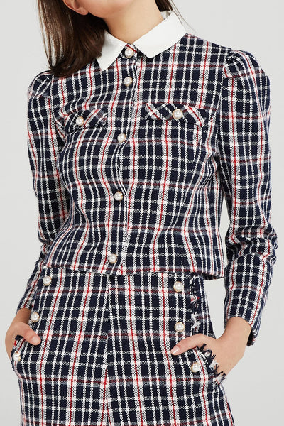 Jane Contrast Collar Plaid Jacket