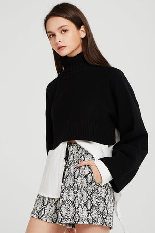 storets.com Skyler Cropped Knit Turtleneck Sweater