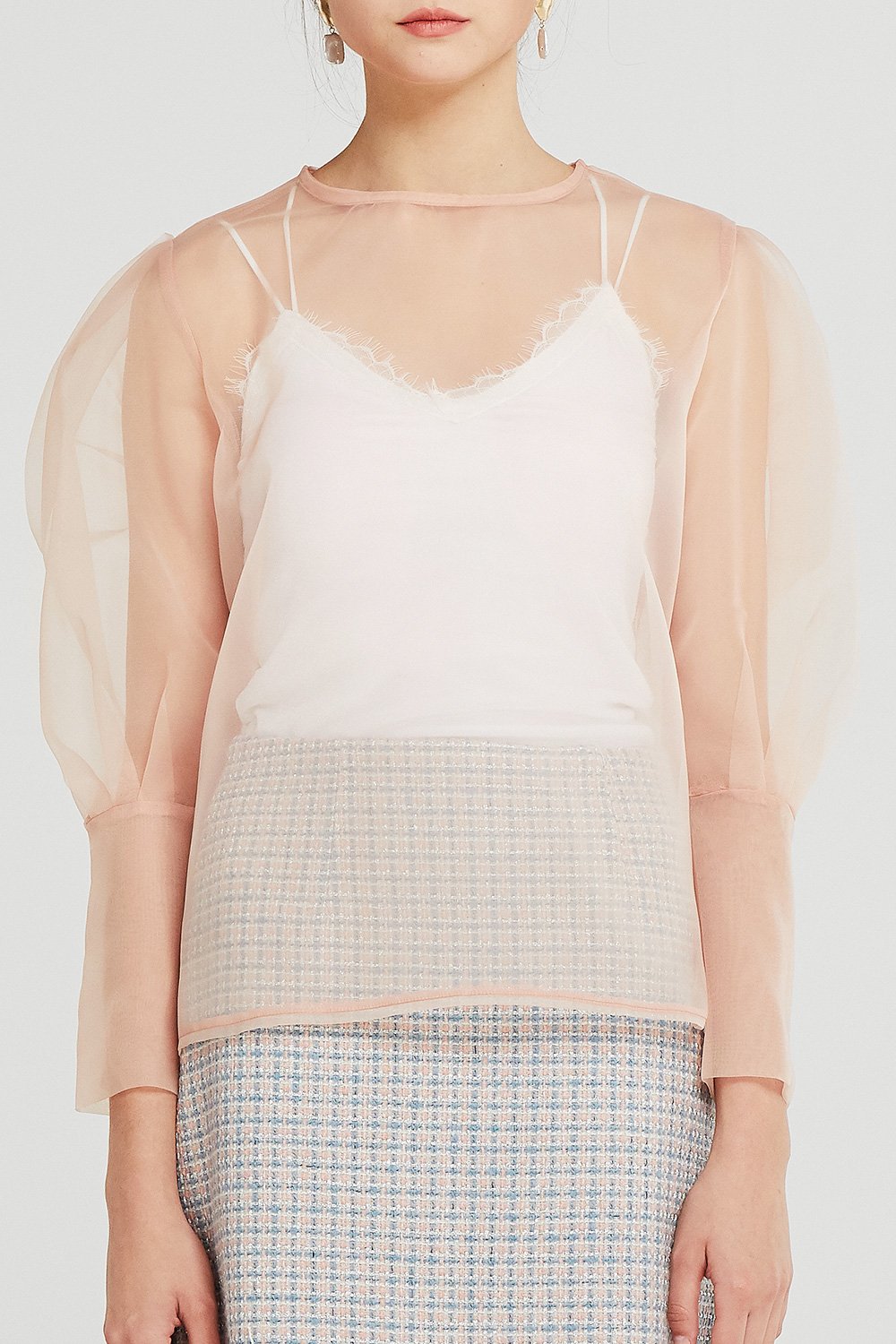 storets.com Cora Volume Sleeve Organza Blouse