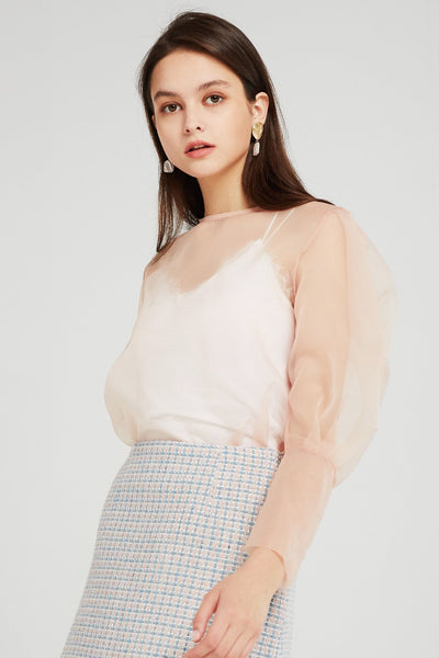 storets.com Cora Volume Sleeve Organza Blouse