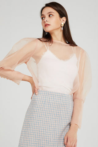 storets.com Cora Volume Sleeve Organza Blouse