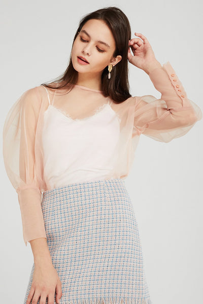 storets.com Cora Volume Sleeve Organza Blouse