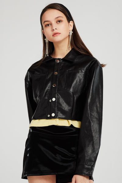 June Cropped Pleather Jacket