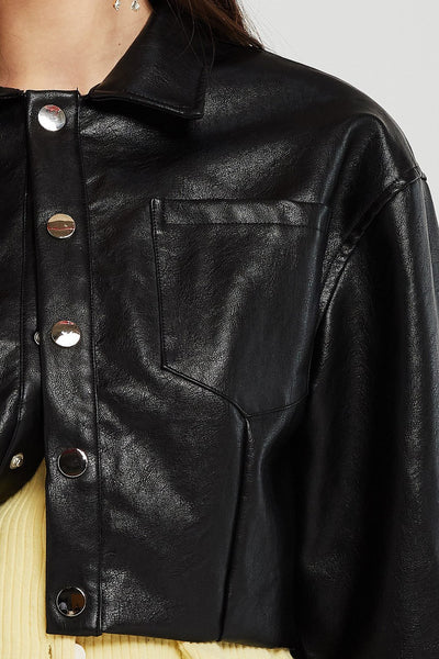 June Cropped Pleather Jacket