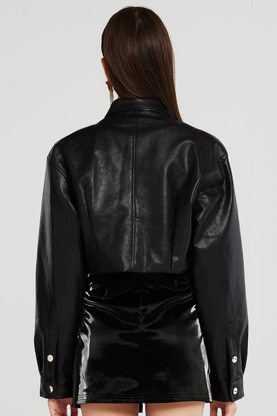 June Cropped Pleather Jacket