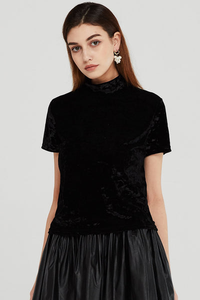 Cecilia High Neck Velvet Top