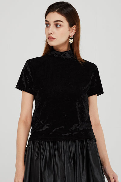 Cecilia High Neck Velvet Top