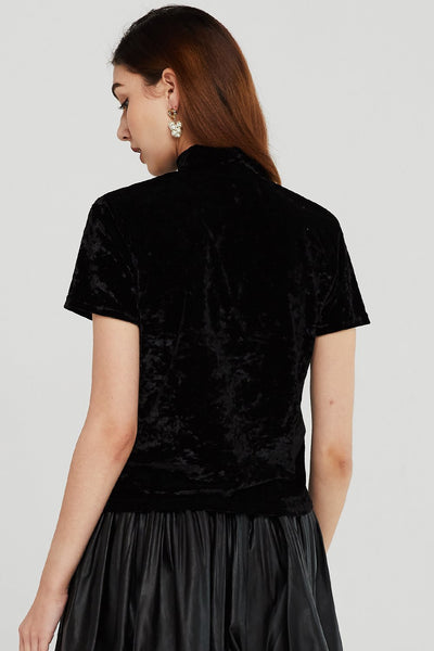 Cecilia High Neck Velvet Top