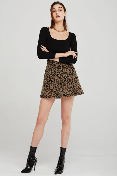 Leah Leopard Borg Mini Skirt