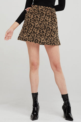 Leah Leopard Borg Mini Skirt