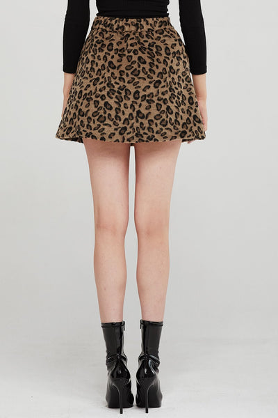 Leah Leopard Borg Mini Skirt