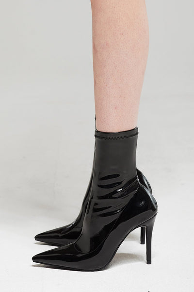 Patent Pleather Heeled Sock Boots