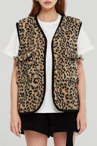 Ruby Borg Vest in Leopard