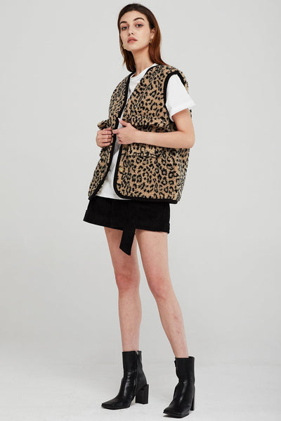 Ruby Borg Vest in Leopard