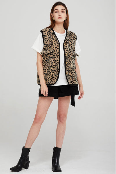 Ruby Borg Vest in Leopard