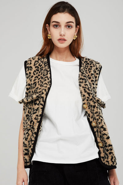 Ruby Borg Vest in Leopard