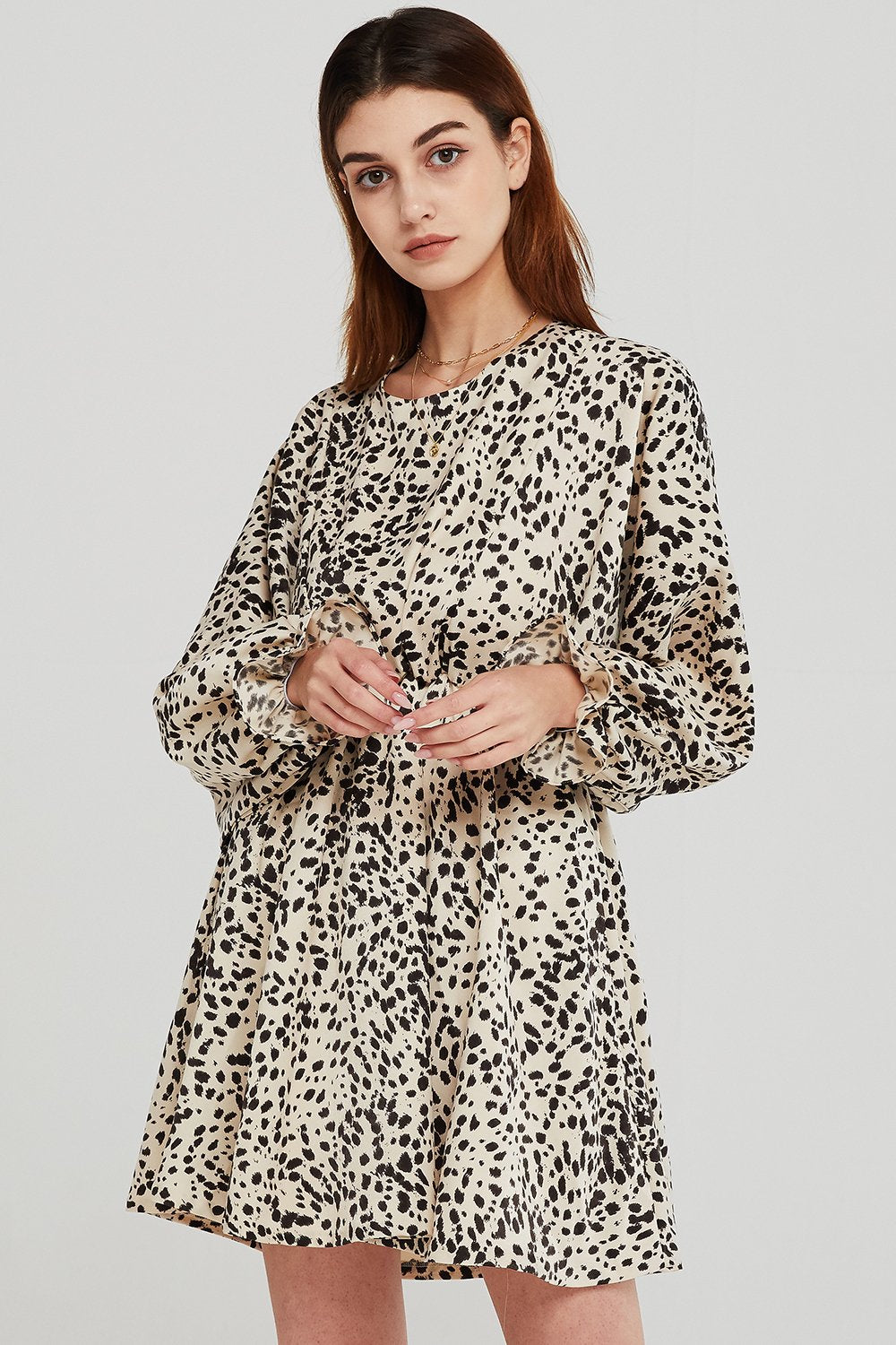 Audrey Brush Dotted Print Dress