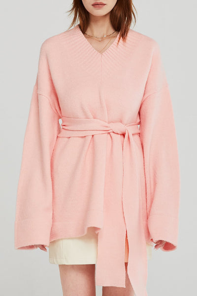 Finley Belted Long Knit Pullover