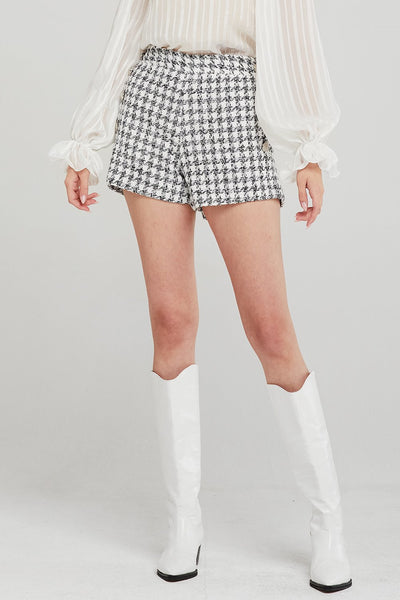 Dylan Houndstooth Tweed Shorts