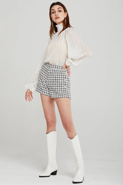 Dylan Houndstooth Tweed Shorts