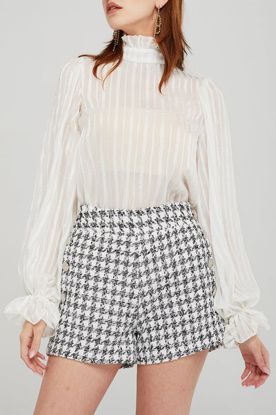 Dylan Houndstooth Tweed Shorts