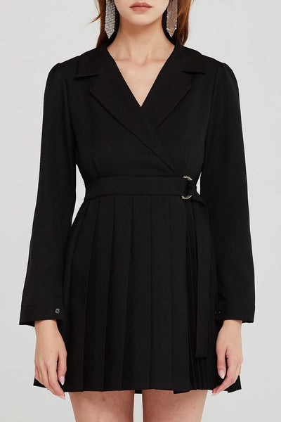 Madeline Pleated Belted Blazer Dress