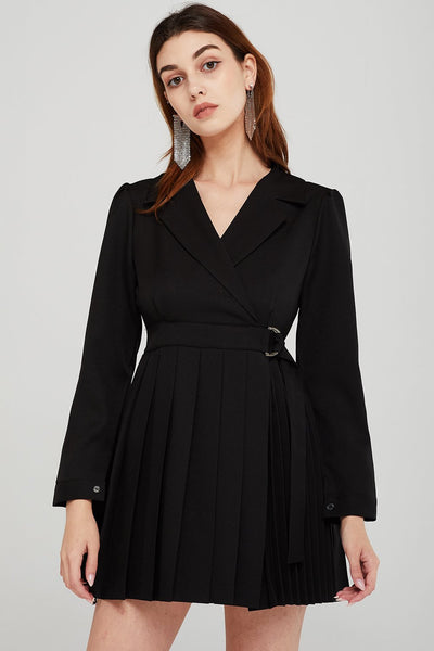 Madeline Pleated Belted Blazer Dress