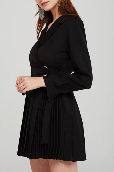 Madeline Pleated Belted Blazer Dress