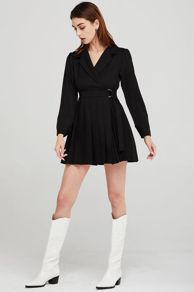 Madeline Pleated Belted Blazer Dress