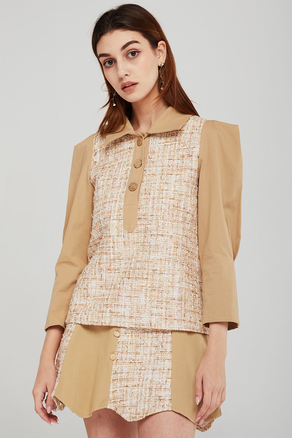 Alexa Tweed Spliced Blouse