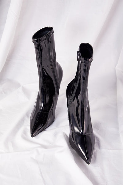 Patent Pleather Heeled Sock Boots