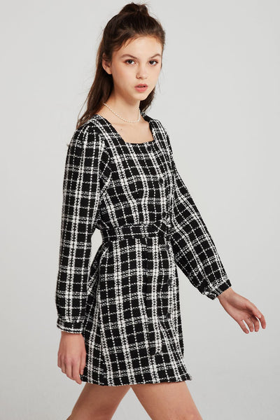 Lisa Plaid Belted Dress