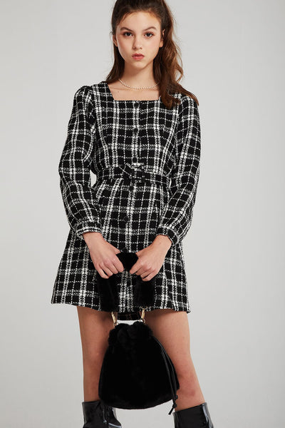 Lisa Plaid Belted Dress