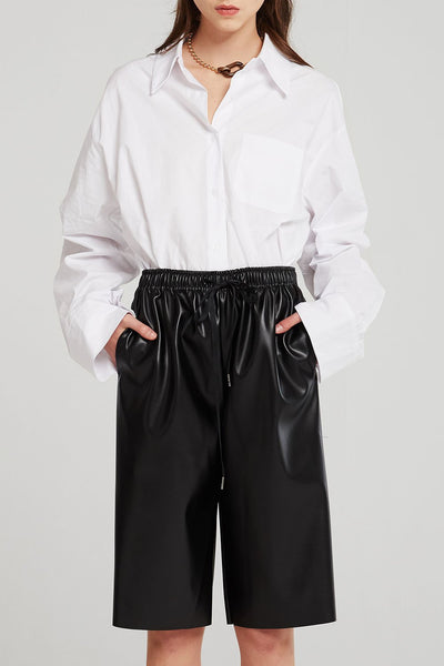 Nevaeh Pleather Knee Length Pants