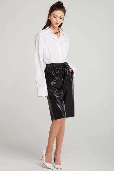 Nevaeh Pleather Knee Length Pants